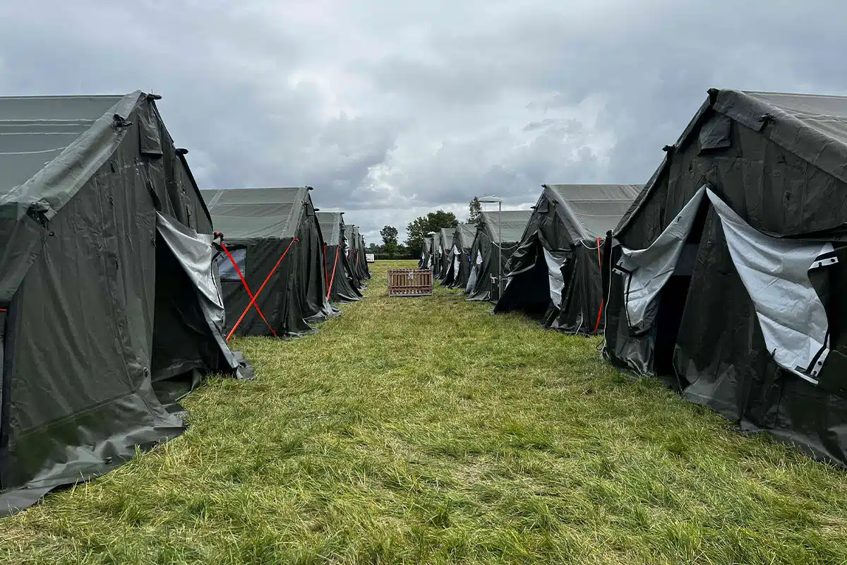 military tents in field